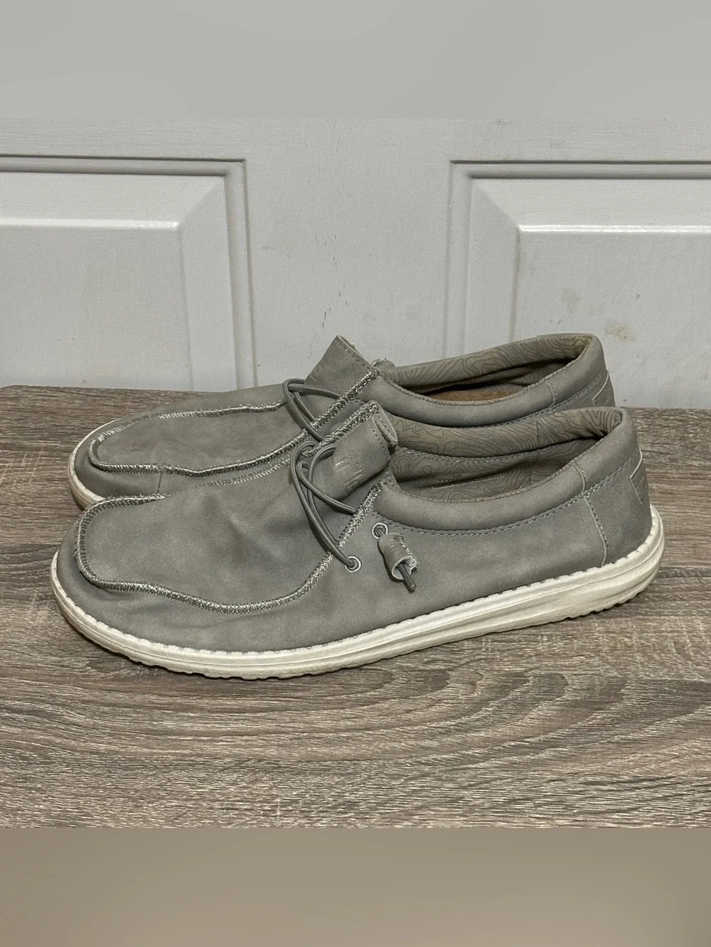 Hey Dude Men's Wally Recycled Leather Grey . SIZE 13 Light Grey Euro 46